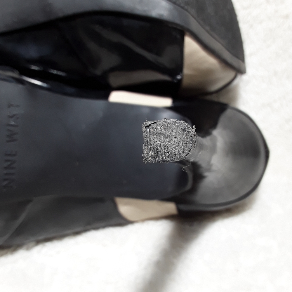 Nine West Leather Black/Beige Peep Toe Pumps Sz7.5 - Picture 10 of 13